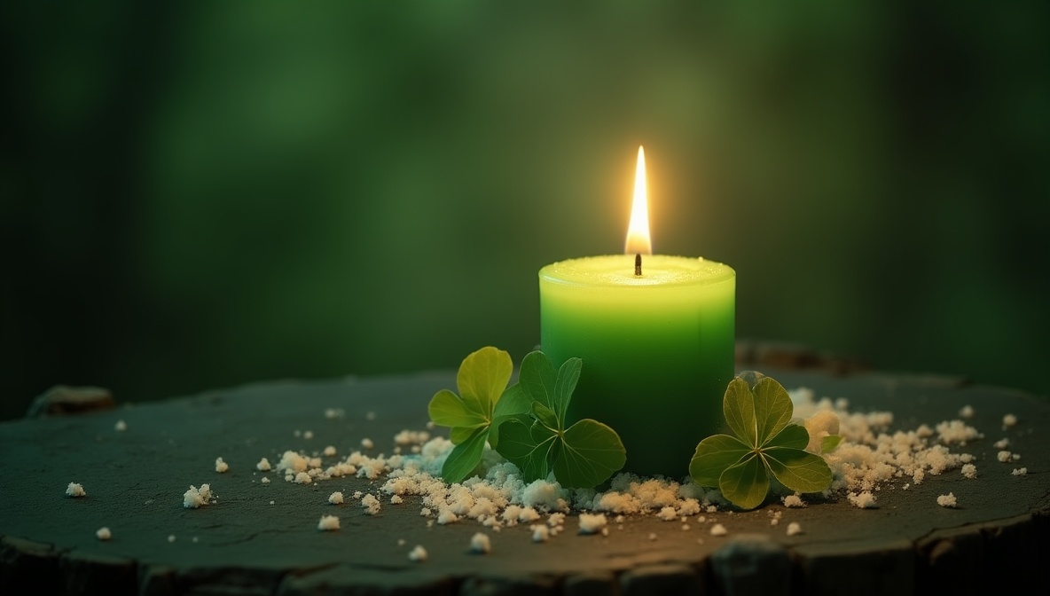 The Green Road Opens ritual - magic spell for good luck with Green candle (any size, even a tea light) and Something that ...