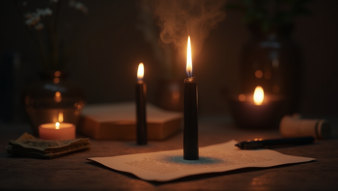 The Severance Flame ritual - spell to get rid of someone with One black candle (for banishing and endings) and Small piece...