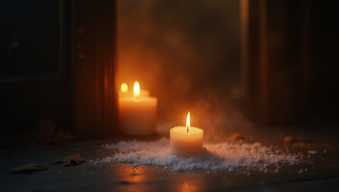Salt Threshold Protection ritual - home protection spell witchcraft with Plain salt (table or sea salt) and Front and back...