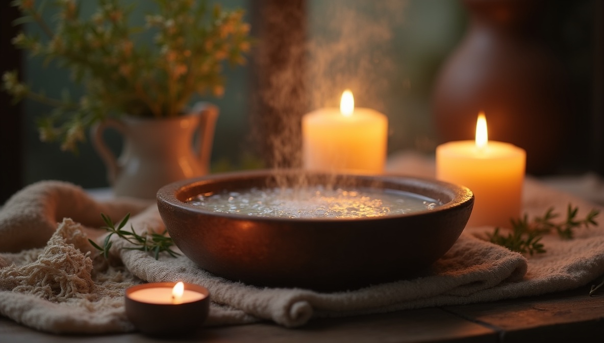 Water Reset After Unwanted Guests ritual - home protection spell witchcraft with Bowl of clean water and Pinch of salt