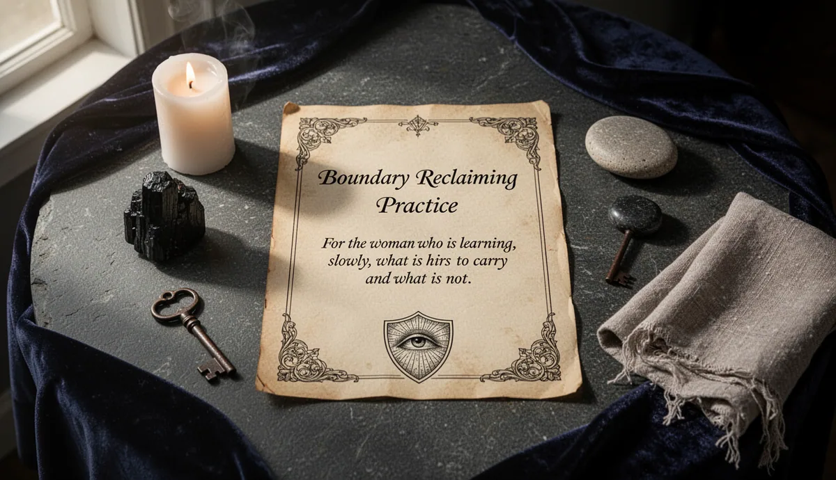 Boundary Reclaiming Practice contemplative altar with parchment and protection symbols