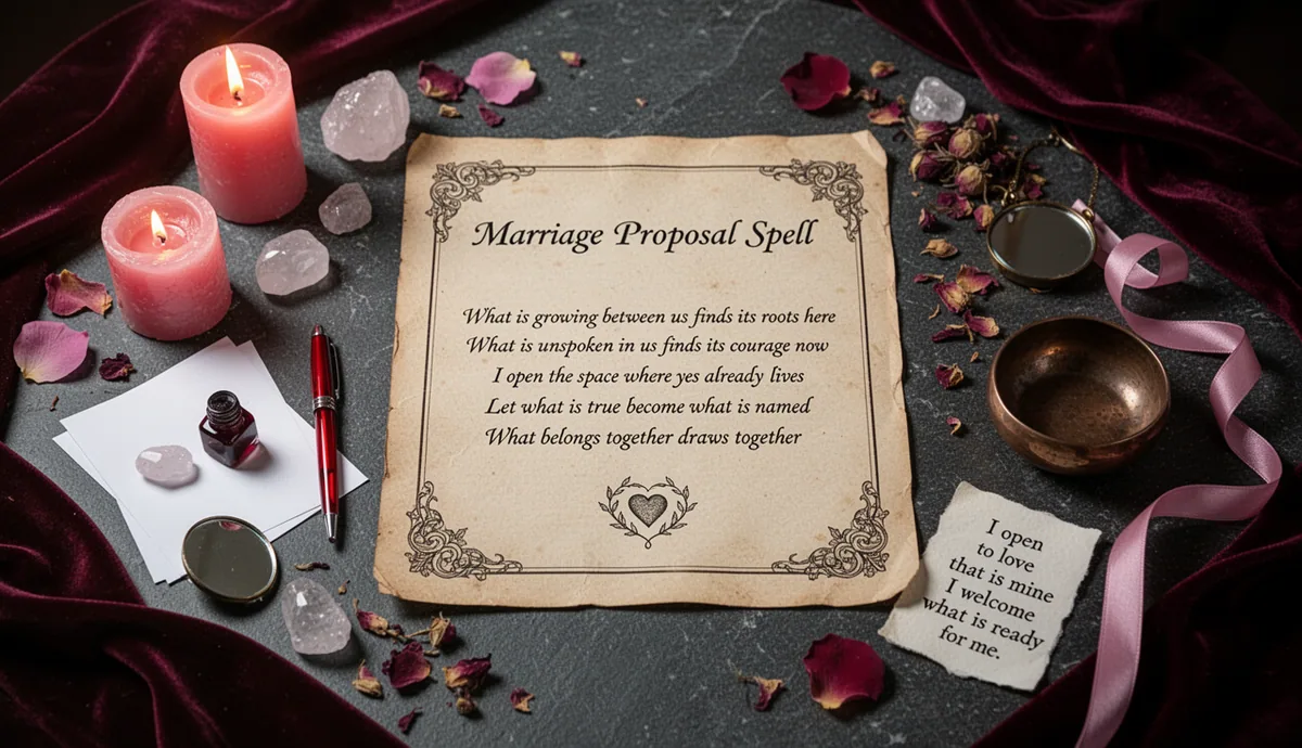 Marriage Proposal Spell — When You're Ready for Forever ritual altar with parchment and love symbols