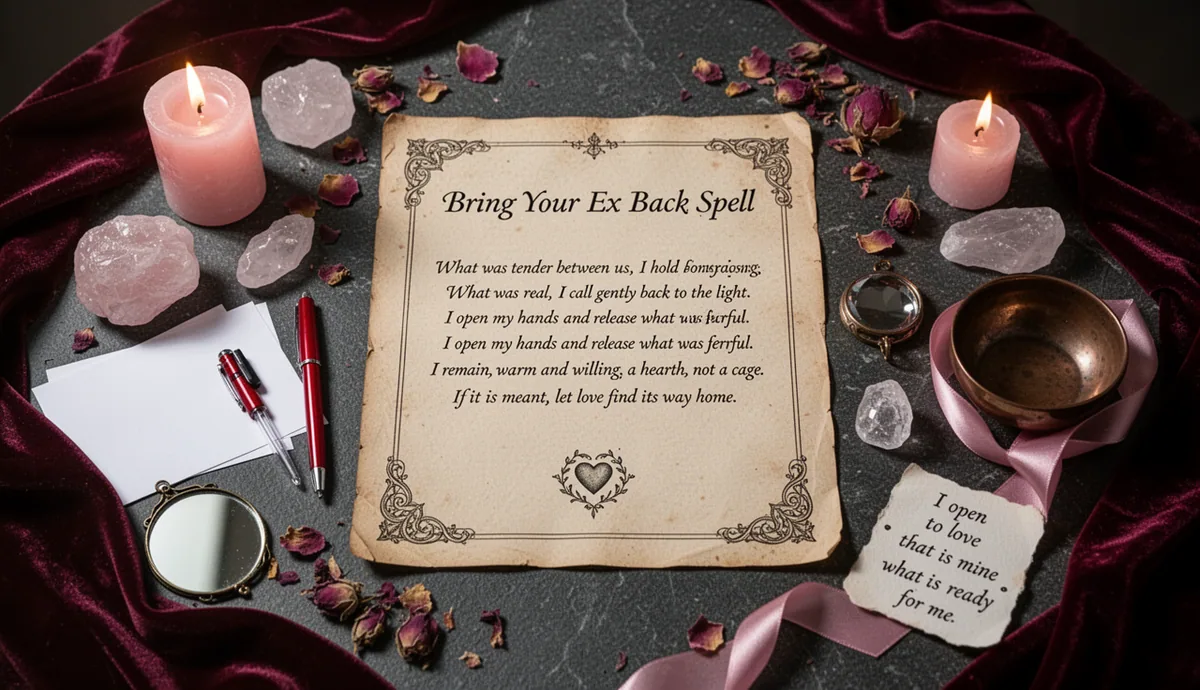 Bring Your Ex Back Spell — When Love Isn't Over ritual altar with parchment and love symbols