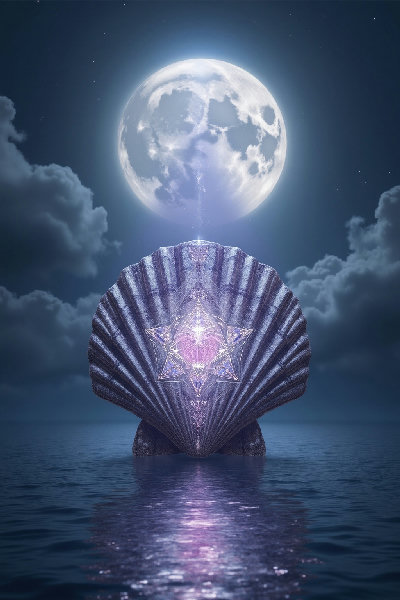 Cancer Protection Moonlit Shell Sacred Geometry
