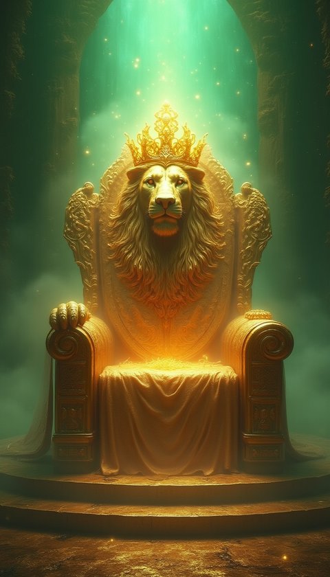 Leo Wealth Divine Lion Throne Wallpaper